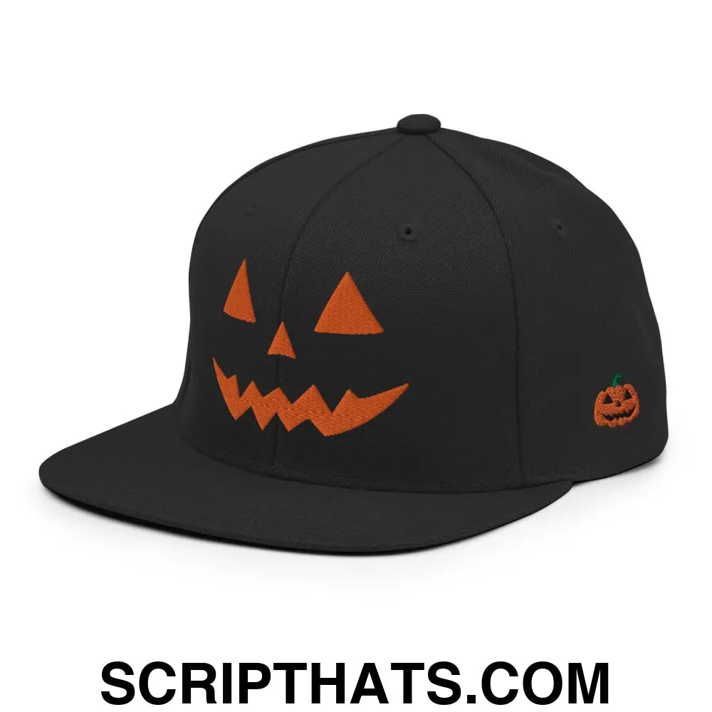 Donald Trump Jack-O'-Lantern Halloween Flat Bill Brim Snapback Hat Black