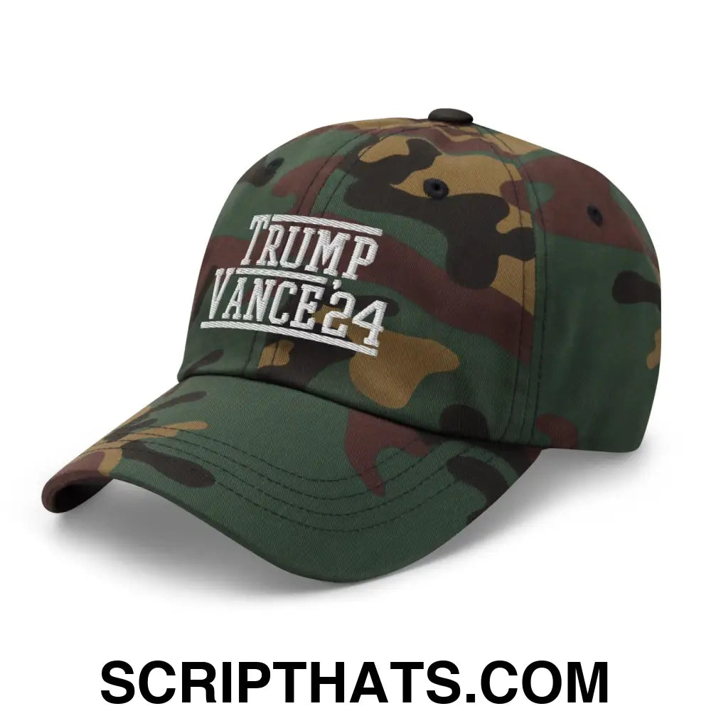 Donald Trump JD Vance 2024 Dad Hat Green Camo