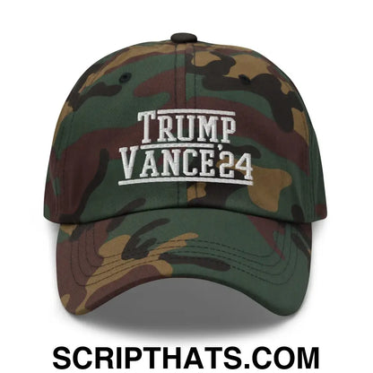 Donald Trump JD Vance 2024 Dad Hat Green Camo