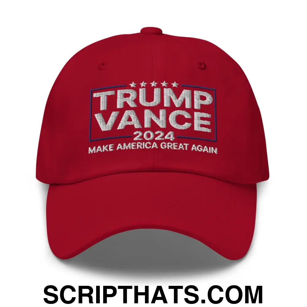 Donald Trump JD Vance 2024 MAGA Dad Hat Cranberry