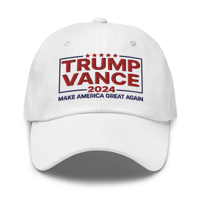 Donald Trump JD Vance 2024 MAGA Dad Hat White