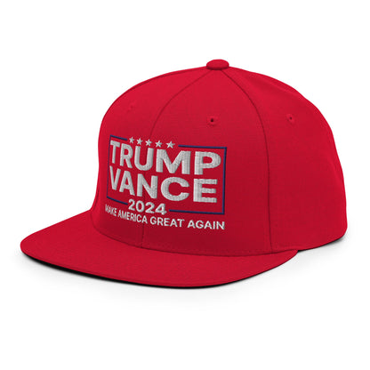 Donald Trump JD Vance 2024 MAGA Flat Bill Brim Snapback Hat Red