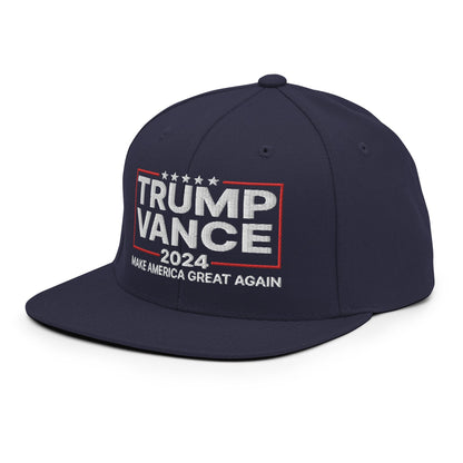 Donald Trump JD Vance 2024 MAGA Flat Bill Brim Snapback Hat Navy