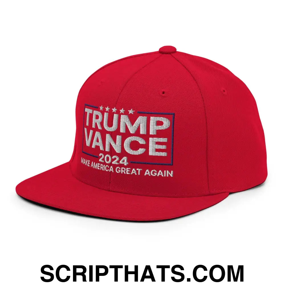 Donald Trump JD Vance 2024 MAGA Flat Bill Brim Snapback Hat Red