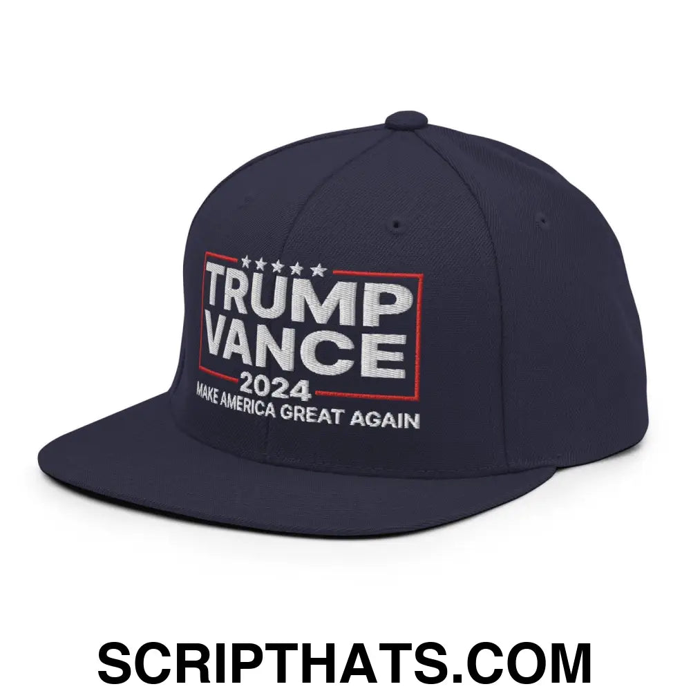 Donald Trump JD Vance 2024 MAGA Flat Bill Brim Snapback Hat Navy