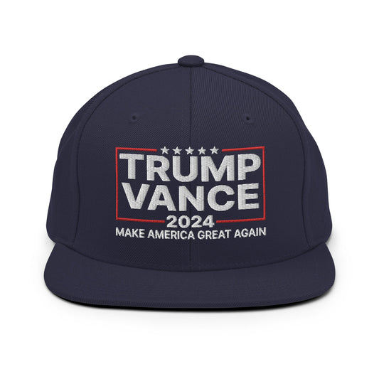Donald Trump JD Vance 2024 MAGA Flat Bill Brim Snapback Hat Navy