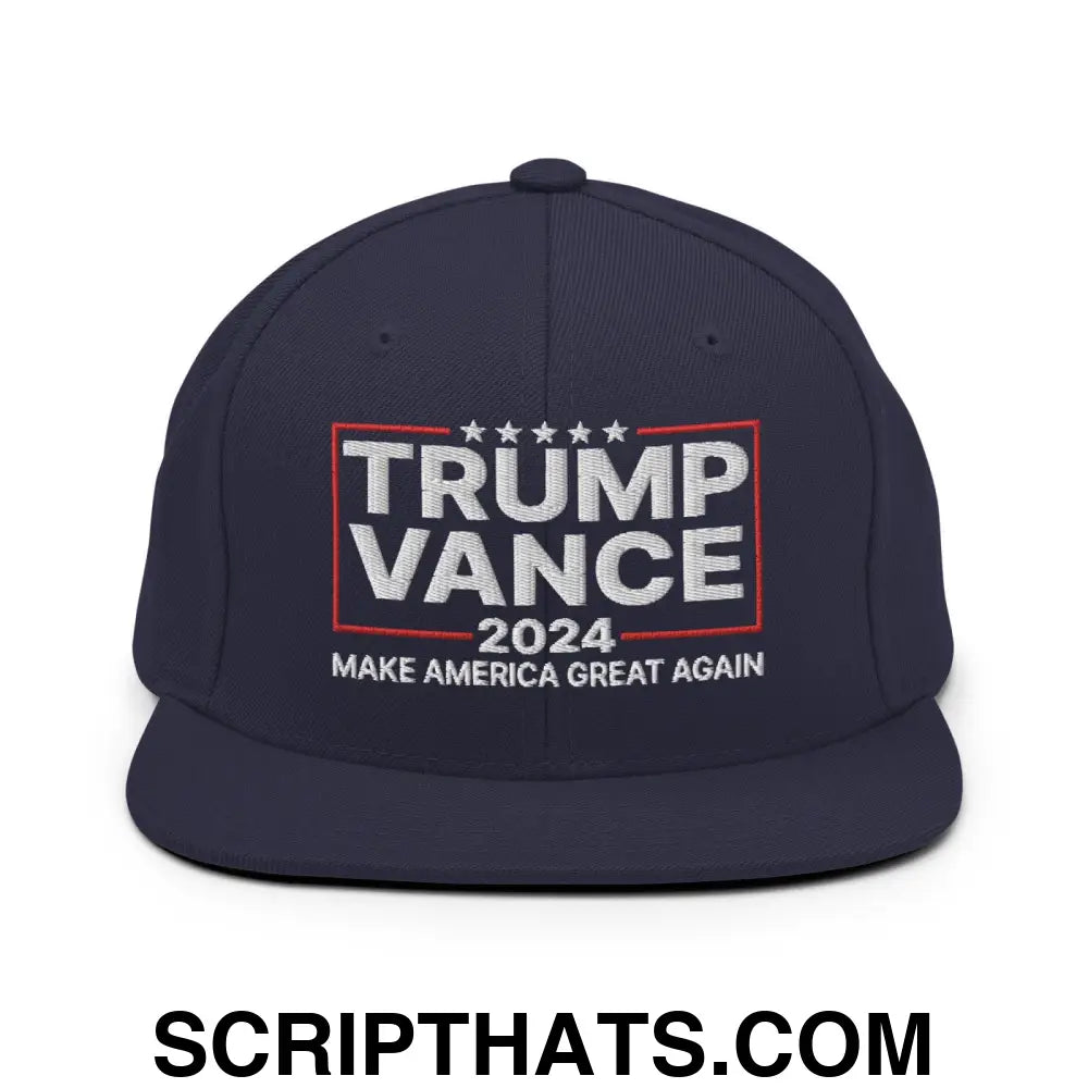 Donald Trump JD Vance 2024 MAGA Flat Bill Brim Snapback Hat Navy