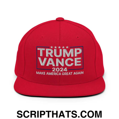 Donald Trump JD Vance 2024 MAGA Flat Bill Brim Snapback Hat Red