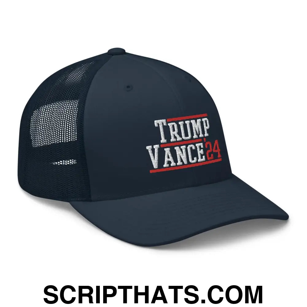 Donald Trump JD Vance 2024 Snapback Trucker Hat Navy