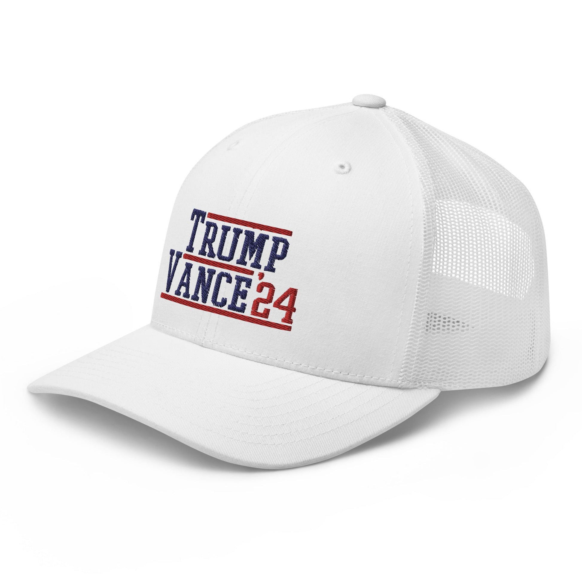 Donald Trump JD Vance 2024 Snapback Trucker Hat White