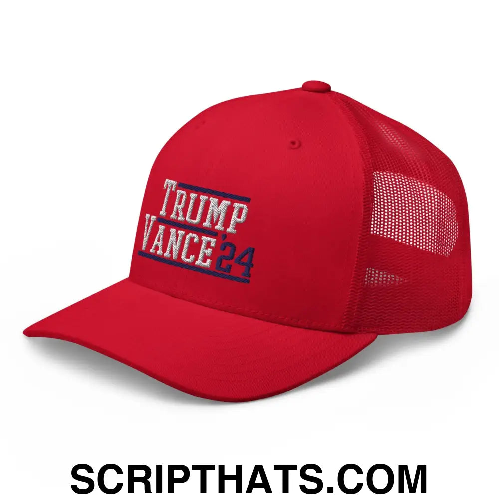 Donald Trump JD Vance 2024 Snapback Trucker Hat Red