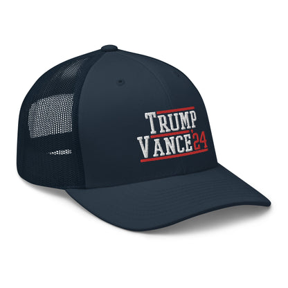 Donald Trump JD Vance 2024 Snapback Trucker Hat Navy