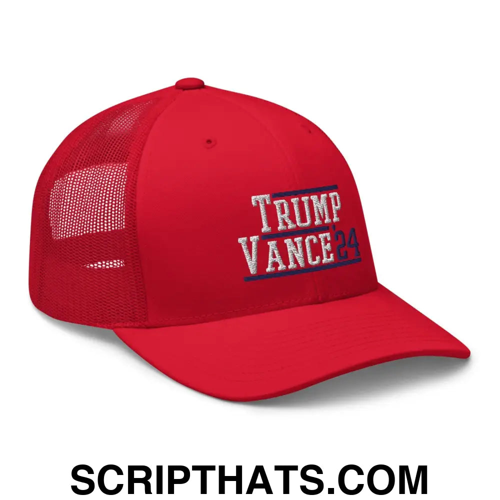 Donald Trump JD Vance 2024 Snapback Trucker Hat Red