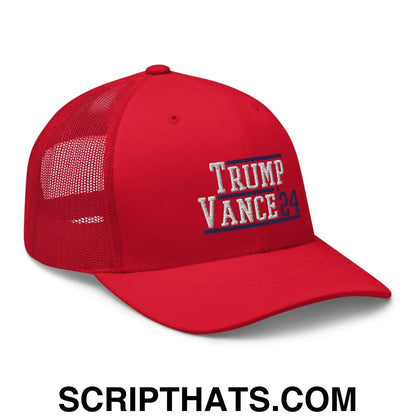 Donald Trump JD Vance 2024 Snapback Trucker Hat Red