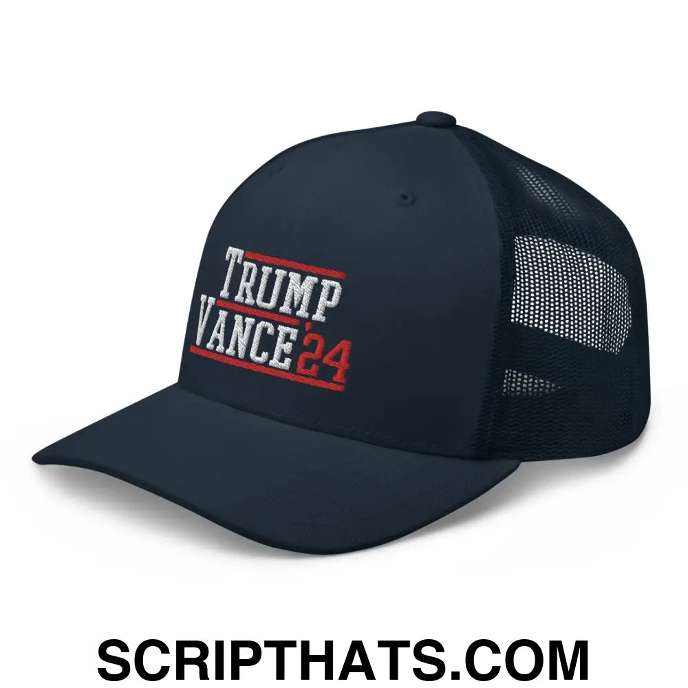 Donald Trump JD Vance 2024 Snapback Trucker Hat Navy