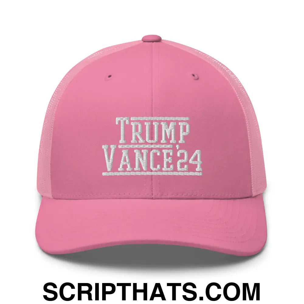 Donald Trump JD Vance 2024 Snapback Trucker Hat Pink