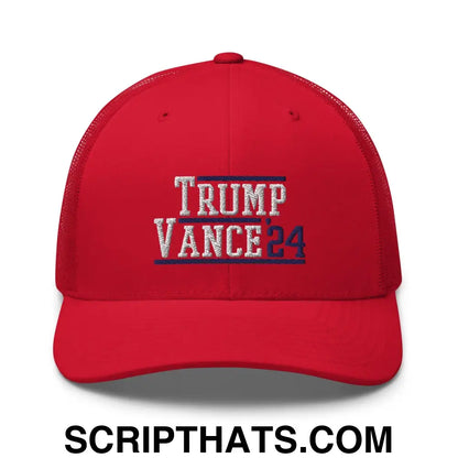 Donald Trump JD Vance 2024 Snapback Trucker Hat Red