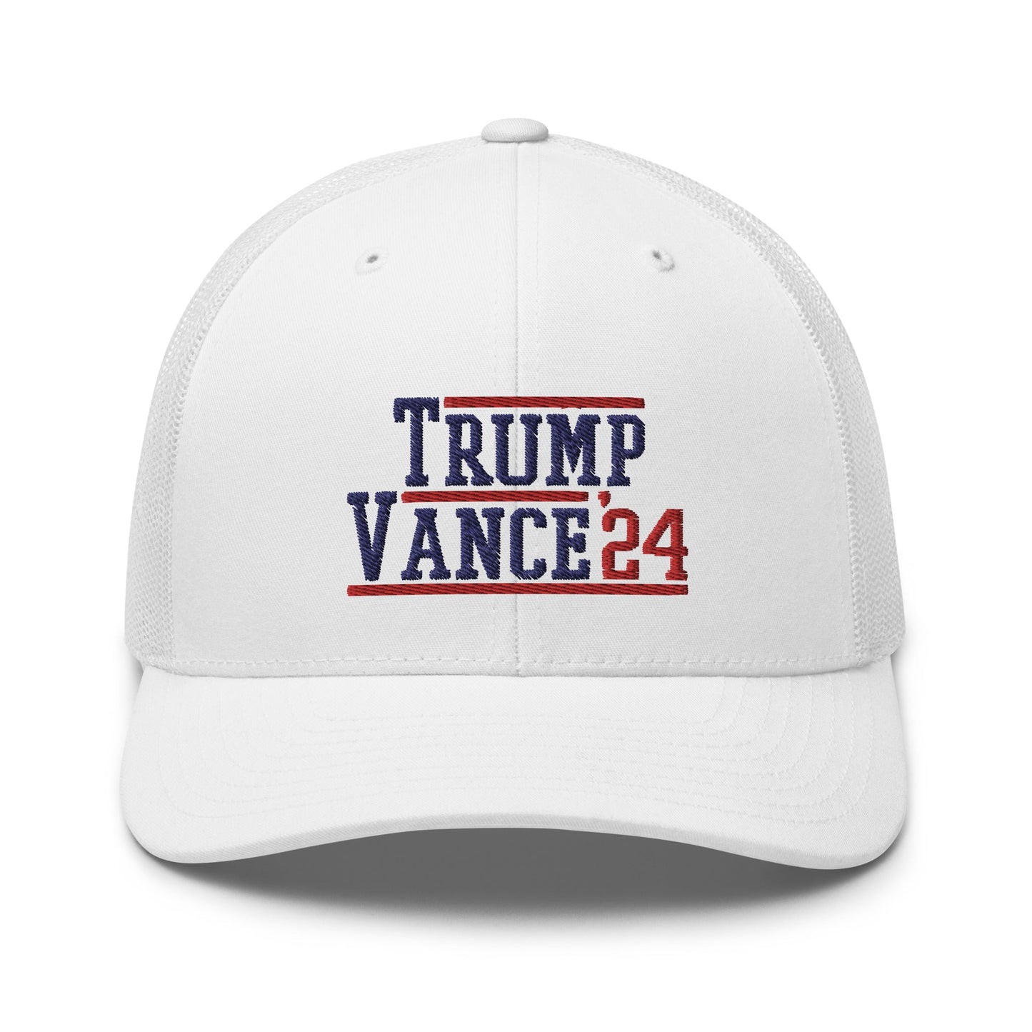 Donald Trump JD Vance 2024 Snapback Trucker Hat White
