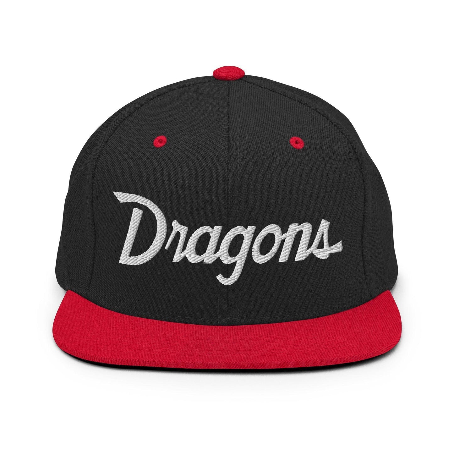 Dragons School Mascot Snapback Hat Black Red