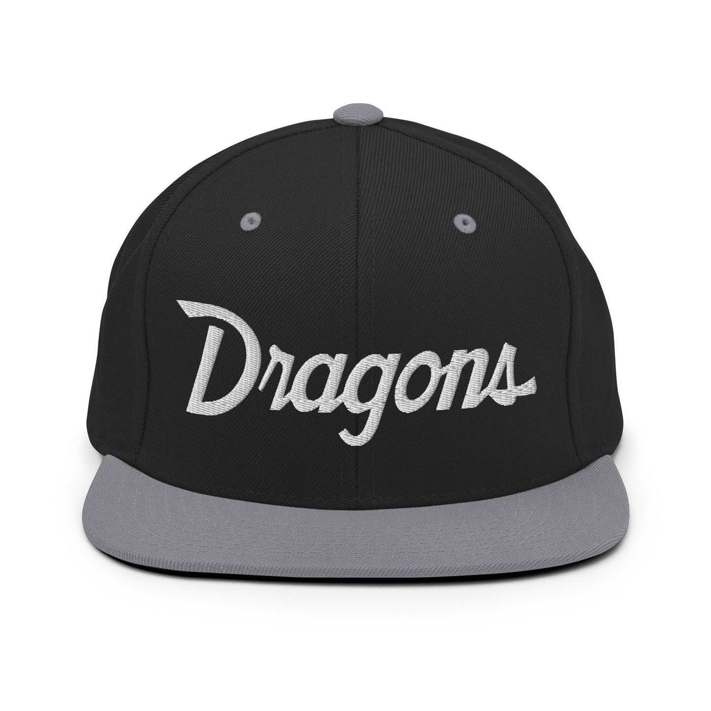 Dragons School Mascot Snapback Hat Black Silver