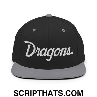 Dragons School Mascot Snapback Hat Black Silver