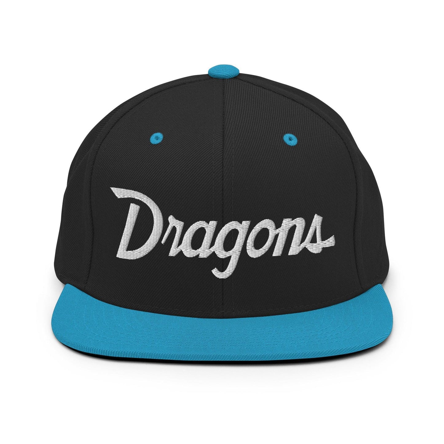 Dragons School Mascot Snapback Hat Black Teal