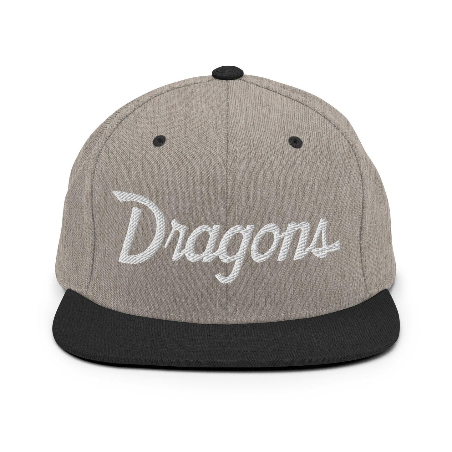 Dragons School Mascot Snapback Hat Heather Black