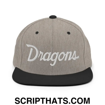 Dragons School Mascot Snapback Hat Heather Black