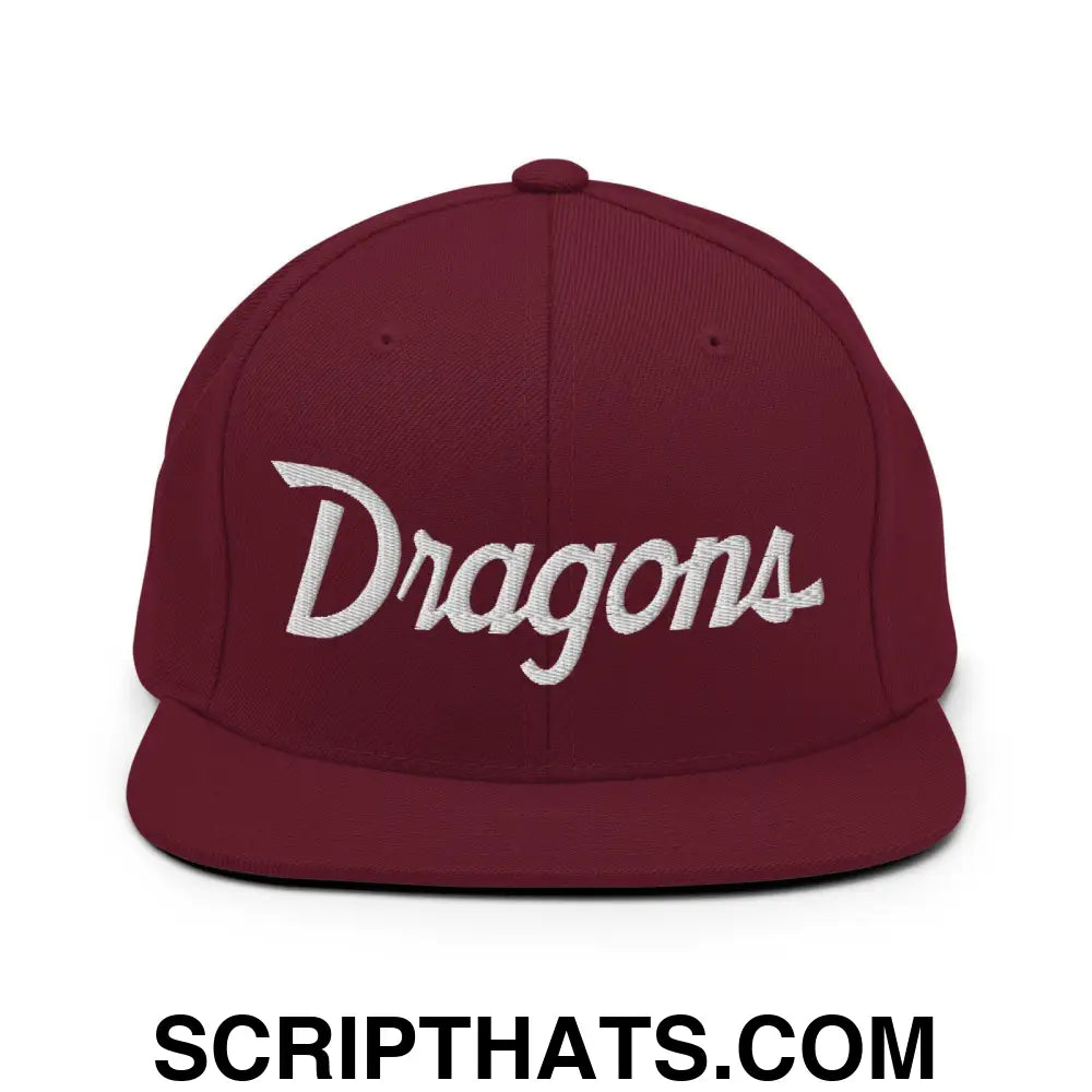 Dragons School Mascot Snapback Hat Maroon