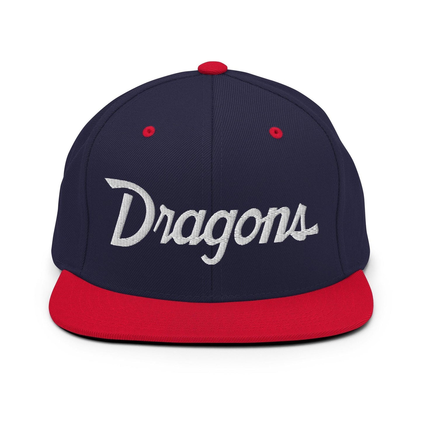 Dragons School Mascot Snapback Hat Navy Red