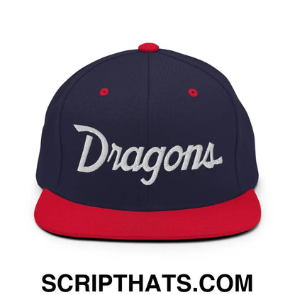 Dragons School Mascot Snapback Hat Navy Red