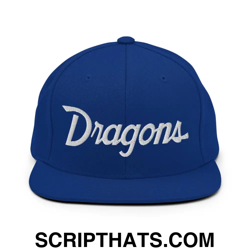 Dragons School Mascot Snapback Hat Royal Blue