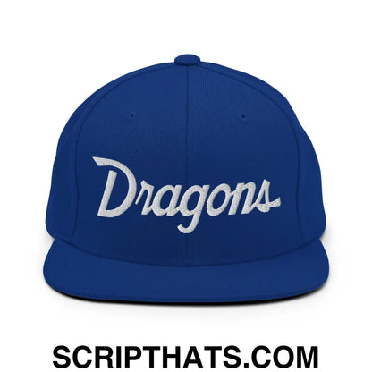 Dragons School Mascot Snapback Hat Royal Blue