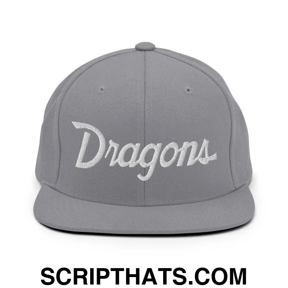 Dragons School Mascot Snapback Hat Heather Grey