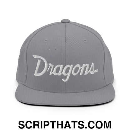 Dragons School Mascot Snapback Hat Silver