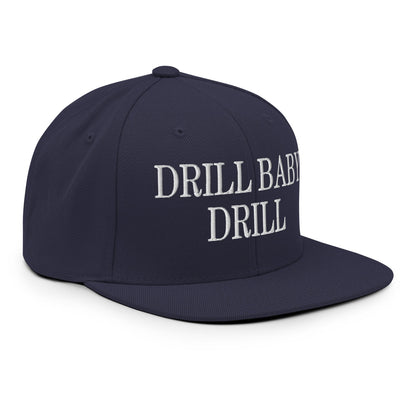 Drill Baby Drill Flat Bill Brim Snapback Hat Red