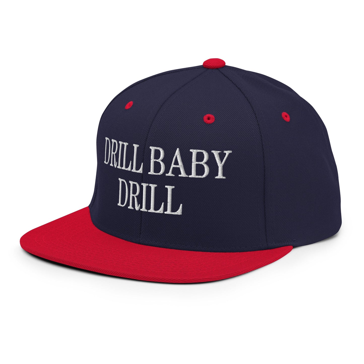 Drill Baby Drill Flat Bill Brim Snapback Hat Red