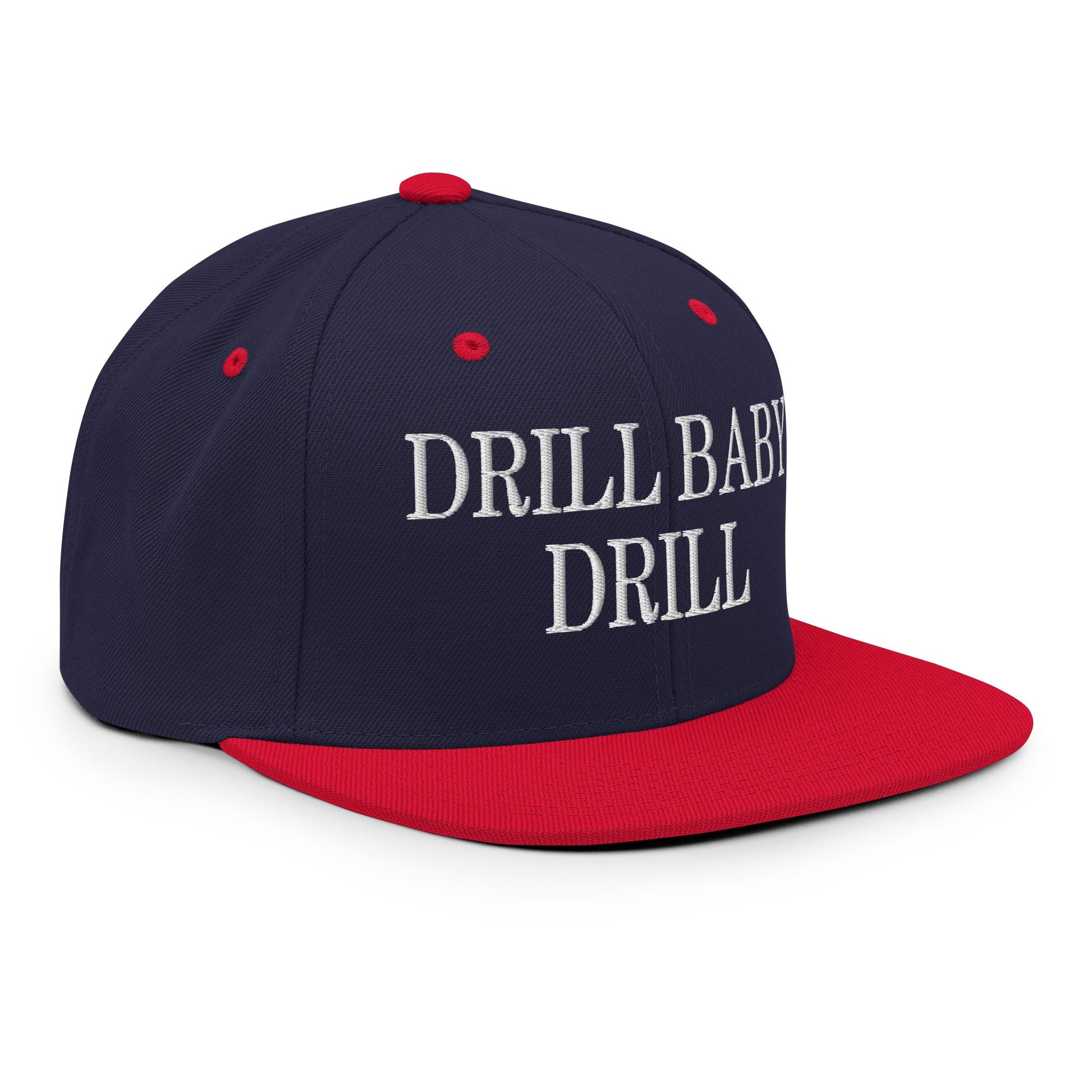 Drill Baby Drill Flat Bill Brim Snapback Hat Red