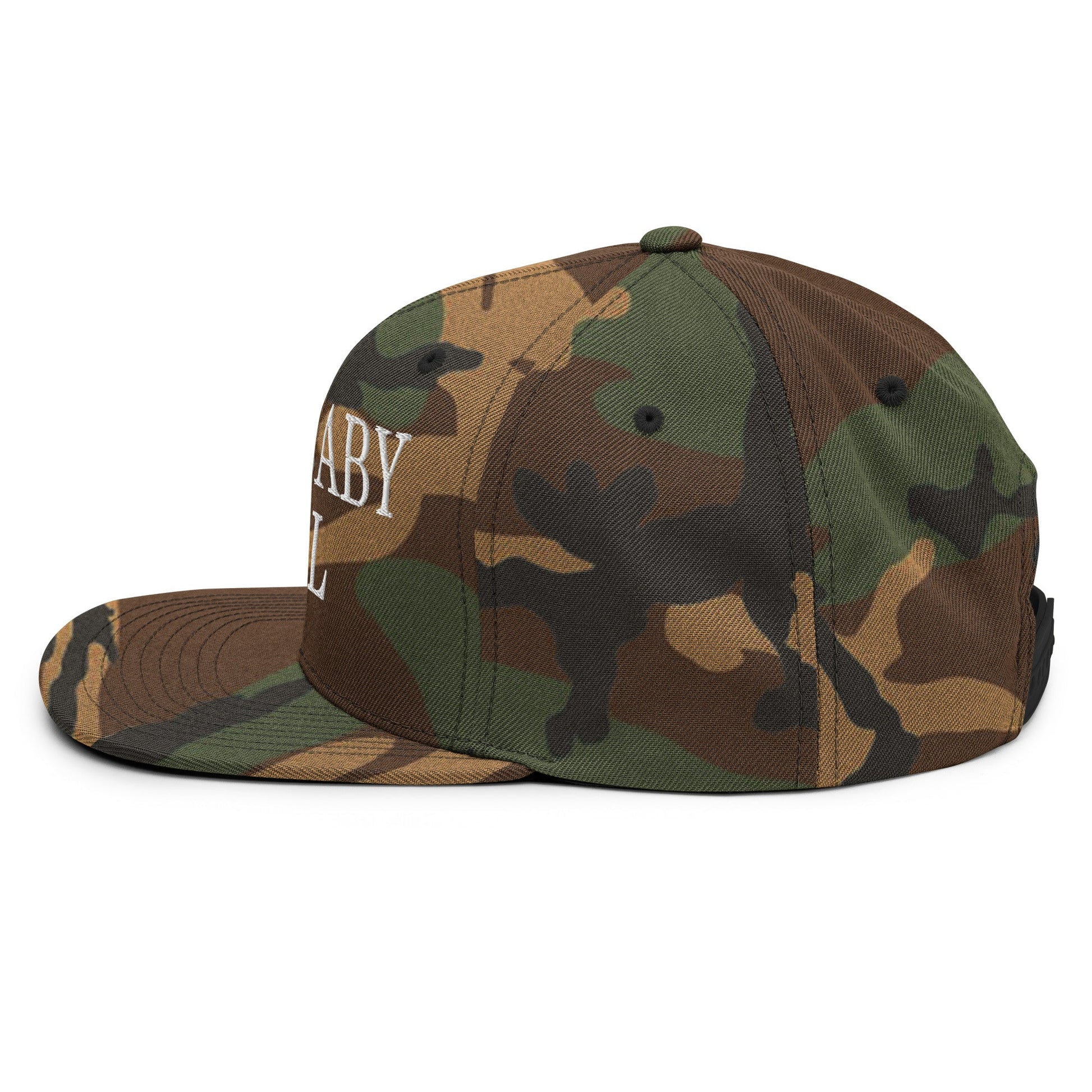 Drill Baby Drill Flat Bill Brim Snapback Hat Green Camo