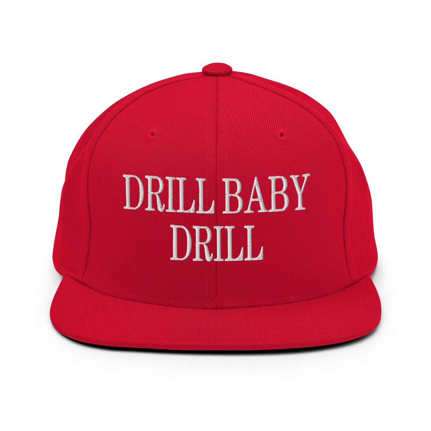 Drill Baby Drill Flat Bill Brim Snapback Hat Red