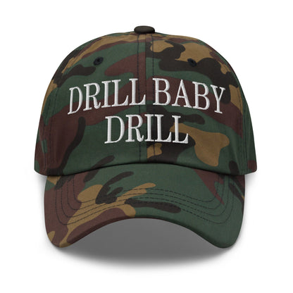 Drill Baby Drill Golf Dad Hat Green Camo