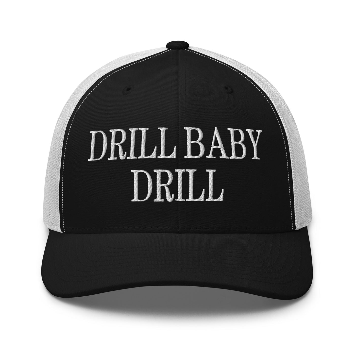 Drill Baby Drill Retro Trucker Hat Black White