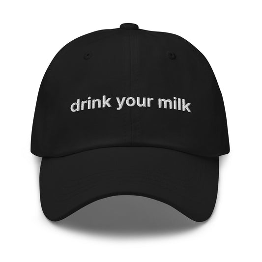 Drink Your Milk Dad Hat Black