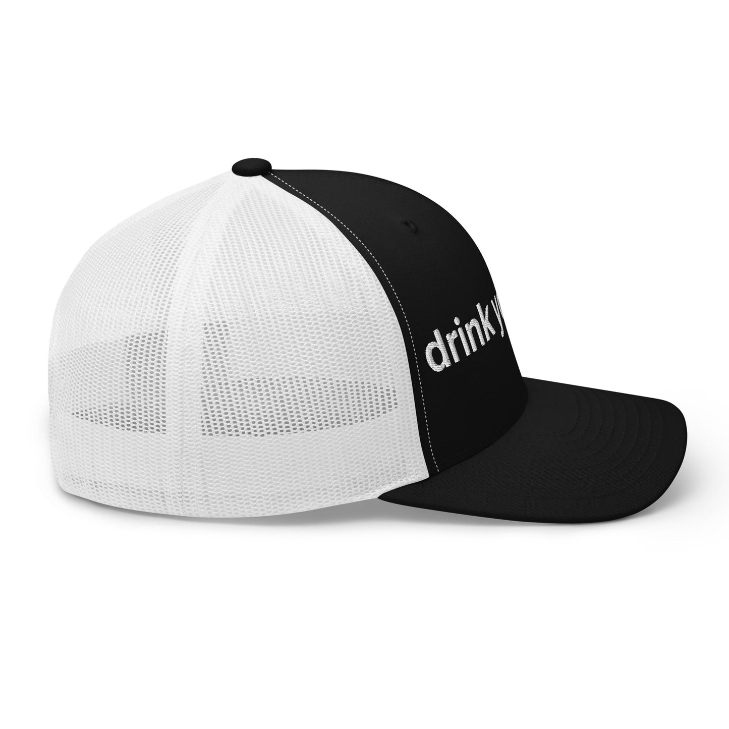 Drink Your Milk Retro Trucker Hat Black White