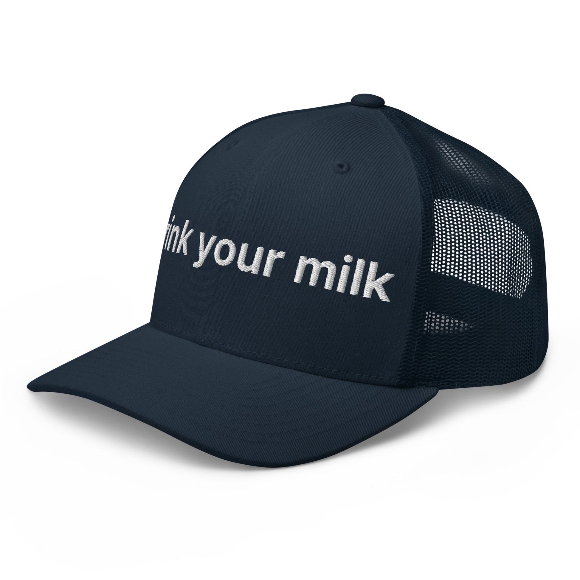 Drink Your Milk Retro Trucker Hat Navy