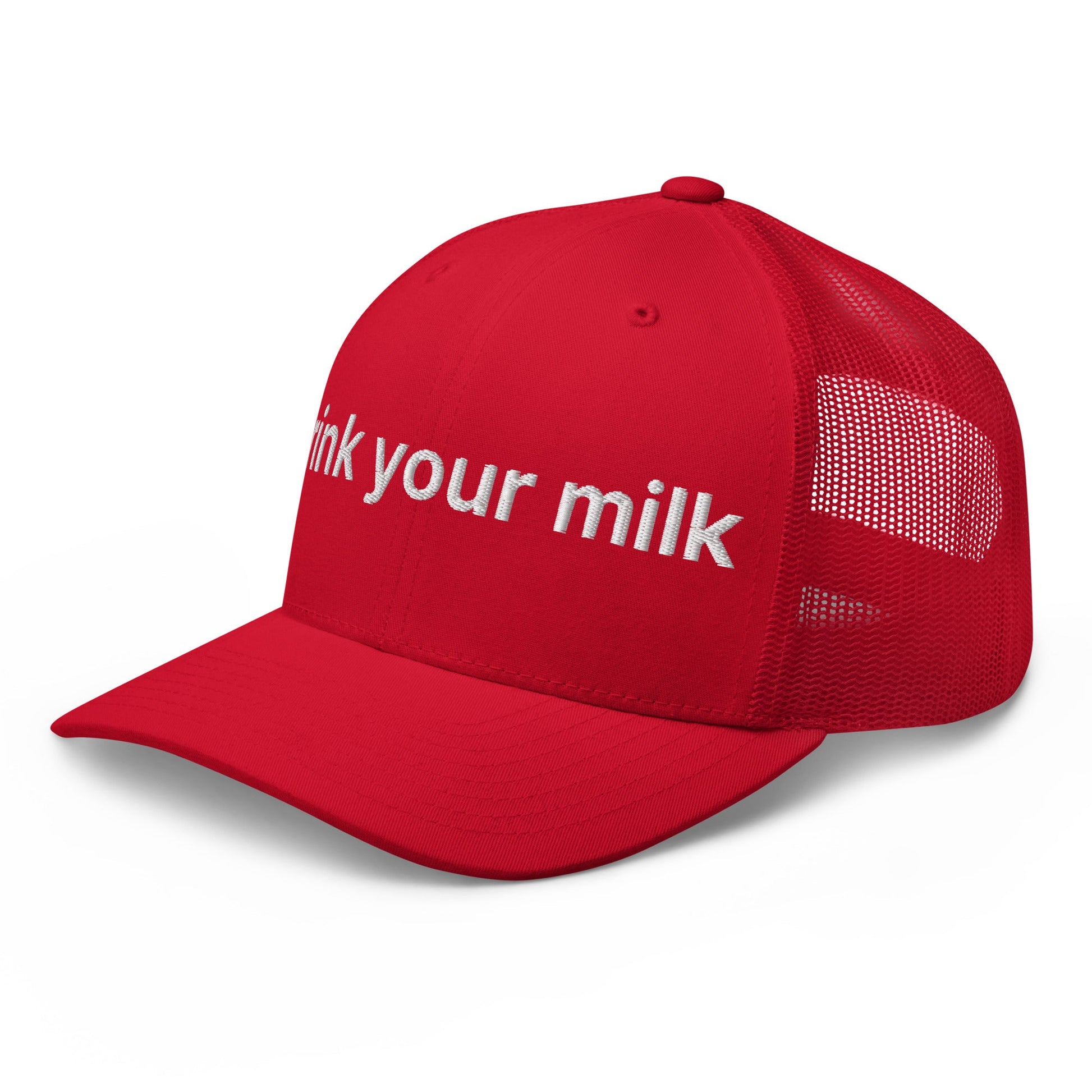 Drink Your Milk Retro Trucker Hat Red