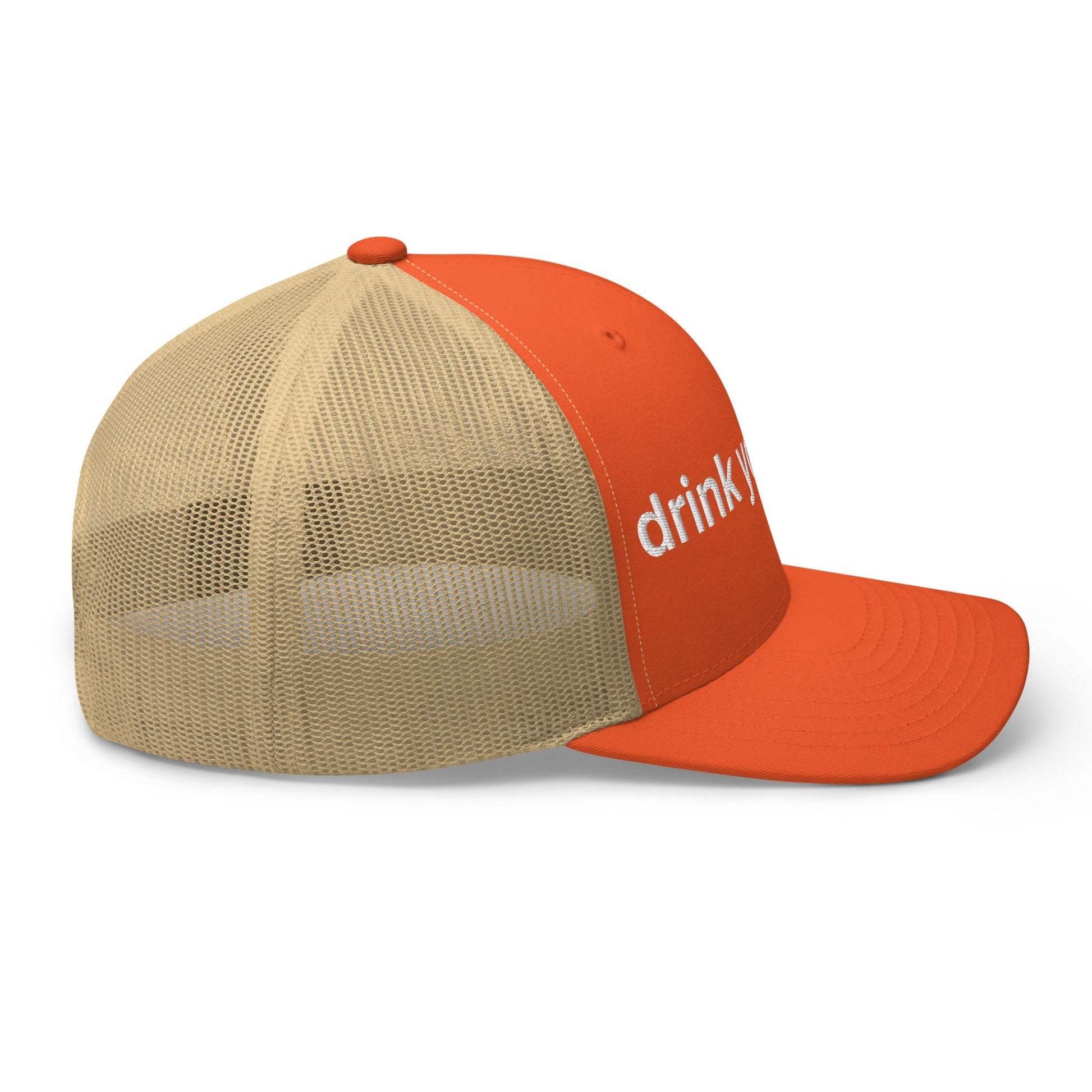 Drink Your Milk Retro Trucker Hat Rustic Orange Khaki