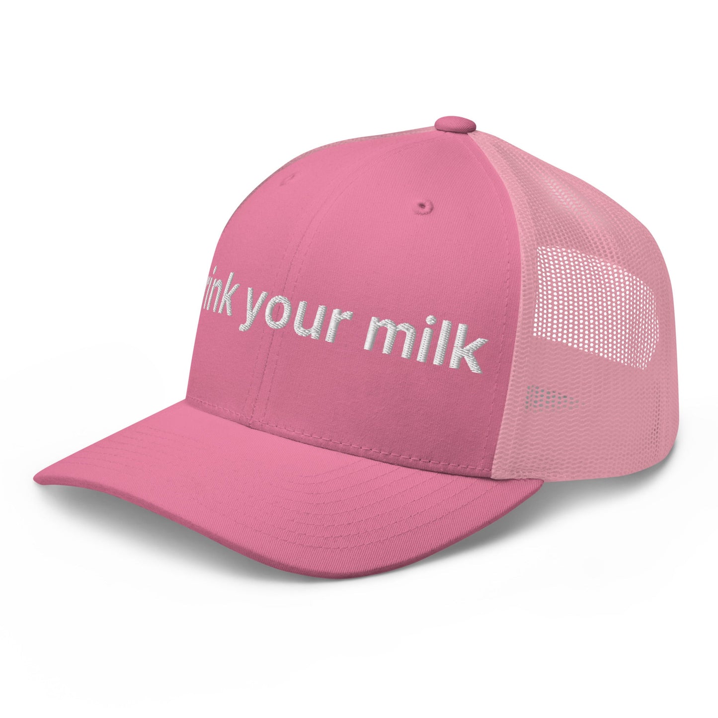 Drink Your Milk Retro Trucker Hat Pink