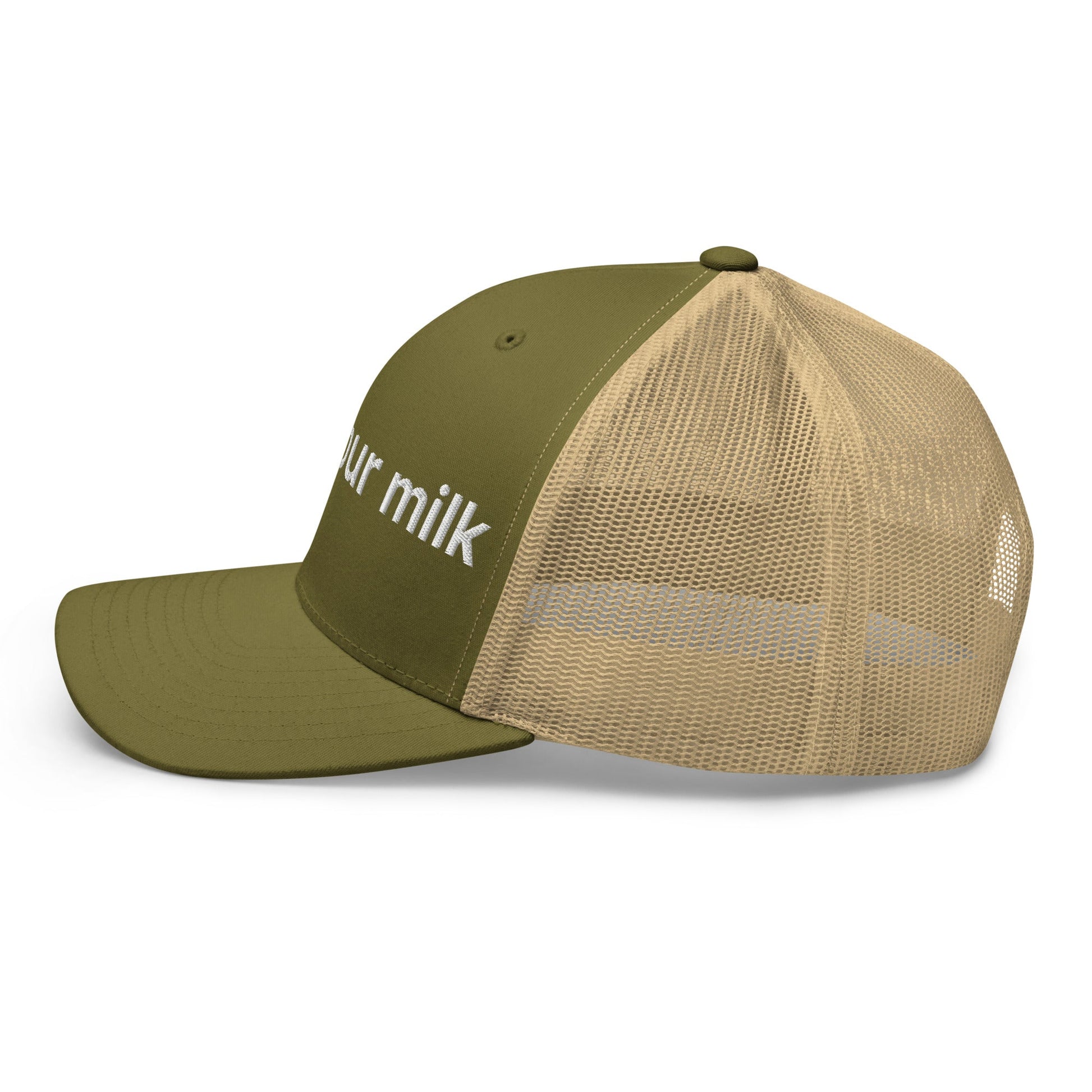 Drink Your Milk Retro Trucker Hat Moss Khaki