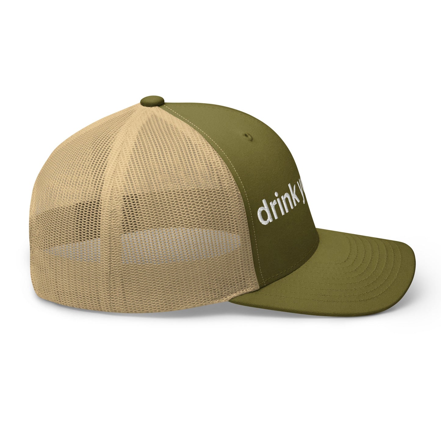 Drink Your Milk Retro Trucker Hat Moss Khaki